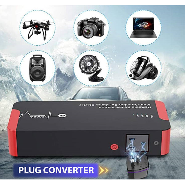 Heavy Duty Multi Functional Jump Starter and UPS | Car Jump starter with AC output 18000mah, AC100W output
